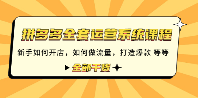 图片[1]-拼多多全套运营系统课程：新手如何开店 如何做流量 打造爆款 等等 全部干货-草根创业生活网
