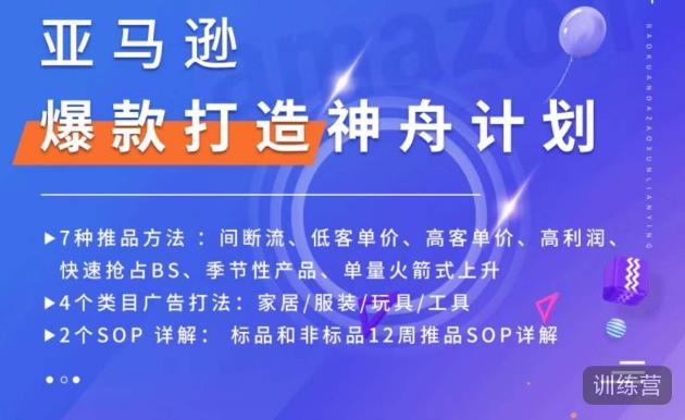图片[1]-亚马逊爆款打造神舟计划，​7种推品方法，4个类目广告打法，2个SOP详解-草根创业生活网