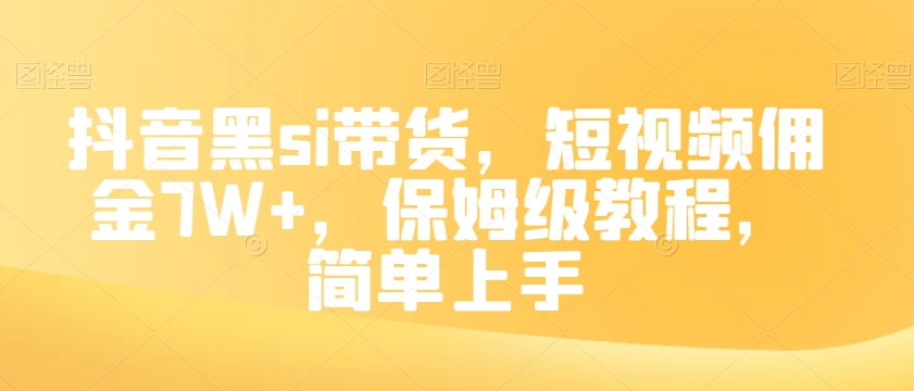 图片[1]-抖音黑SI带货，短视频佣金7W+，保姆级教程，简单上手【揭秘】-阿灿说钱